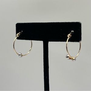 14k Solid Two Tone Gold Hoop Earrings